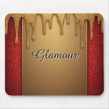 Gold Dripping Glitter Frame On Red Sparkle Backgro