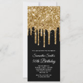 Gold Dripping Glitzer Black 50. Geburtstag Einladung (Vorderseite)