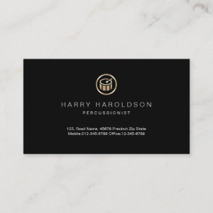 Gold Drum Icon Percussionist Business Card Visitenkarte