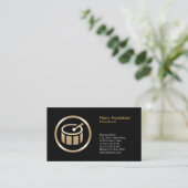 Gold Drum Icon Percussionist Business Card Visitenkarte (Stehend Vorderseite)