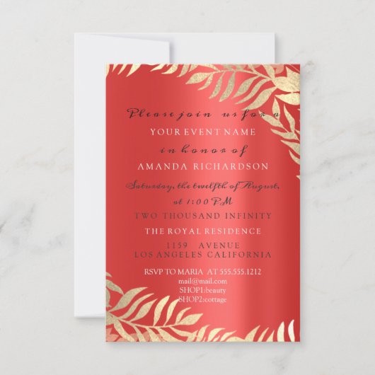 Gold Dschungel Red Ruby Gold Parco Civico-Ciani Einladung (Vorderseite)