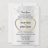 Gold Dual Heart Wedding Einladung (Vorderseite)