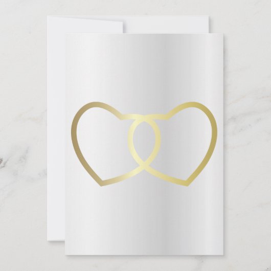 Gold Dual Heart Wedding Einladung (Rückseite)
