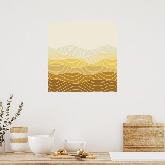 Gold Dunes Minimalistisch Abstraktes Boho Design Poster (Küche)