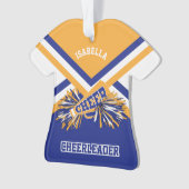 Gold-, dunkelblaue und weißecheerleader ornament (Vorderseite)