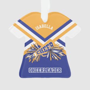 Gold-, dunkelblaue und weißecheerleader ornament