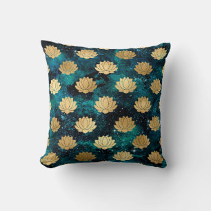 Gold & Dunkelgrünes Galaxie-Dharma-Mandala-Muster Kissen