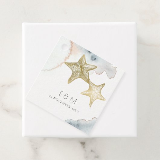 GOLD DUSKY BLUE BEACHY STARFISH MONOGRAM WEDD GESCHENKANHÄNGER (Beispiel)