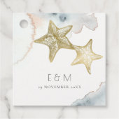 GOLD DUSKY BLUE BEACHY STARFISH MONOGRAM WEDD GESCHENKANHÄNGER (Vorderseite)