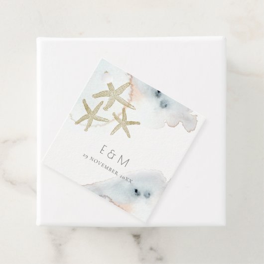 GOLD DUSKY BLUE BEACHY STARFISH MONOGRAM WEDD GESCHENKANHÄNGER (Beispiel)