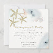 GOLD DUSKY BLUE BEACHY STARFISH VERLOBUNG EINLADEN DANKESKARTE (Vorderseite)