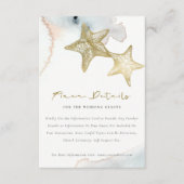 GOLD DUSKY BLUE BEACHY STARFISH WEDDING DETAILS BEGLEITKARTE (Vorderseite)