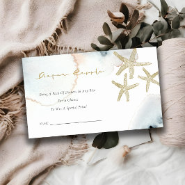 Gold Dusky Blue Starfish Diaper Raffle Baby Dusche Begleitkarte
