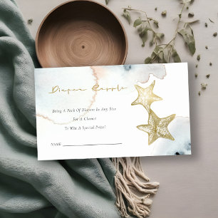 Gold Dusky Blue Starfish Diaper Raffle Baby Dusche Begleitkarte
