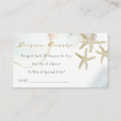 Gold Dusky Blue Starfish Diaper Raffle Baby Dusche Begleitkarte (Vorderseite)