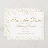 Gold Dust Confetti Script Save the Date Ankündigungspostkarte (Vorne/Hinten)