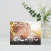 Gold Dust Confetti Script Vielen Dank Foto Postkarte (Stehend Vorderseite)