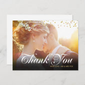 Gold Dust Confetti Script Vielen Dank Foto Postkarte (Vorne/Hinten)