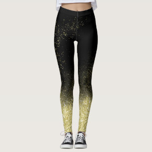 Gold Dust Glitzer Black Christmas Spaß Trendy Part Leggings
