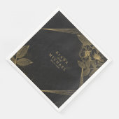 Gold Dust & Konturen Hochzeit Black/Gld ID835 Serviette (Ecke)