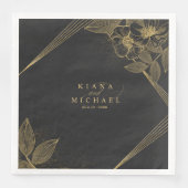 Gold Dust & Konturen Hochzeit Black/Gld ID835 Serviette (Vorderseite)