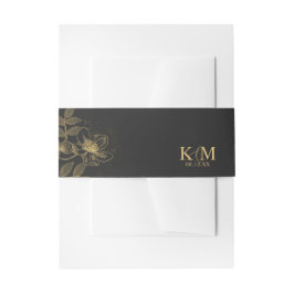 Gold Dust & Konturen Wedding Blk/Gld ID835 Einladungsbanderole