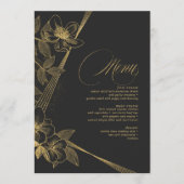 Gold Dust & Konturen Wedding Menu Blk/Gld ID835 Menükarte (Vorderseite)