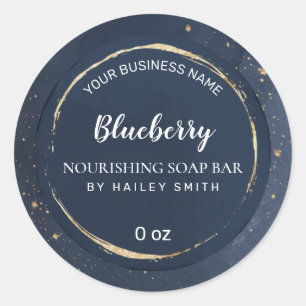 Gold Dust Navy Blue Soap Bar Runder Aufkleber
