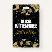 Gold-Dusted Confetti auf Black Marble ID Ausweis (Vorderseite)