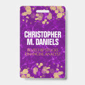 Gold-Dusted Confetti auf Lila ID-Marmor Ausweis (Vorderseite)