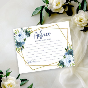 Gold Dusty Blue Floral Brautparty Admin Card Einladung