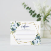 Gold Dusty Blue Floral Brautparty Admin Card Einladung (Stehend Vorderseite)