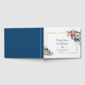 Gold Dusty Blue Pink Floral Wedding Gästebuch (Voll)