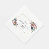Gold Dusty Blue Pink Floral Wedding Serviette (Ecke)
