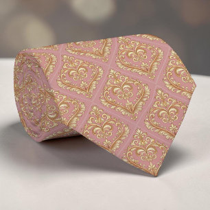 Gold & Dusty Pink Elegante Herz Krawatte