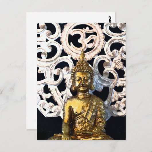 Gold Earth Buddha OM Om Mantra Ajna Meditation Postkarte (Vorne/Hinten)