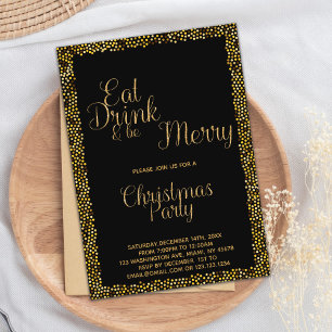 Gold "Eat, Drink & Be Merry" Weihnachten Einladung