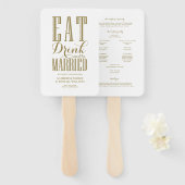 Gold Eat Drink und Sei Verheiratet Hochzeitsprogra Fächer (Vorne und Hinten)