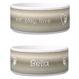 Gold 'eat, play, love' Dog Name Bowl Napf