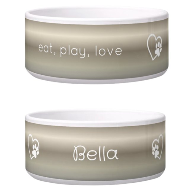 Gold 'eat, play, love' Dog Name Bowl Napf (Von Creator hochgeladen)