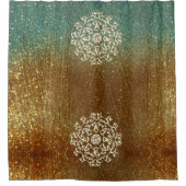 Gold Edelsteine auf schimmery Gold Green Duschvorhang (Vorderseite)