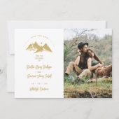 Gold Effect Boho Rustic Mountains Photo Wedding  Save The Date (Vorderseite)
