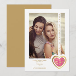 Gold Effect Hot Pink Heart Friend Happy Galentines