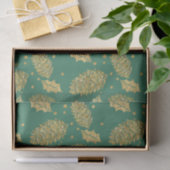 Gold Effect Pine Cones auf Green Seidenpapier (Geschenk)