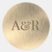 Gold-Effekt-Aufkleber-Monogramm, Runder Aufkleber (Vorderseite)