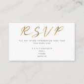 Gold Effekt Schrift, RSVP weiß Begleitkarte (Vorderseite)