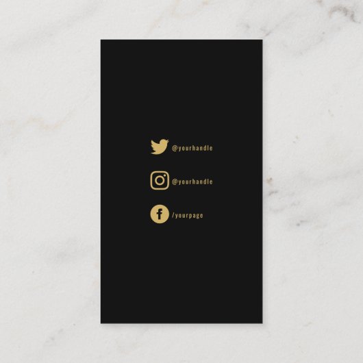 Gold Effekt, schwarz danke für soziale Links Begleitkarte (Rückseite)