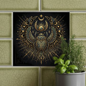 Gold Egyptian Scarab with Ankh Celestial Elements Fliese