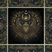 Gold Egyptian Scarab with Ankh Celestial Elements Fliese