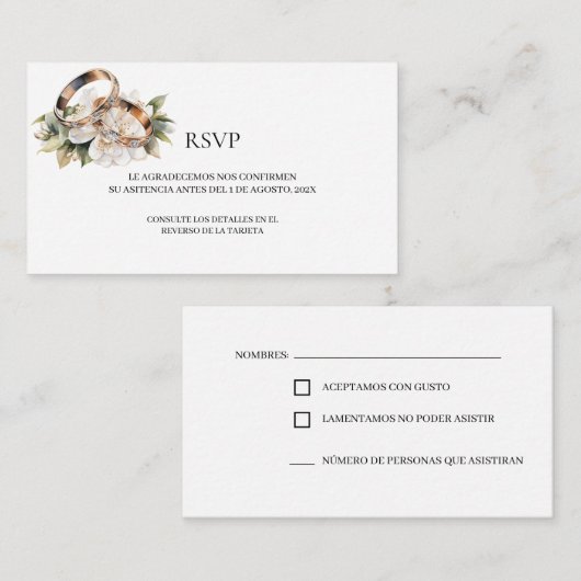 Gold Ehering RSVP Card Begleitkarte (Vorne/Hinten)
